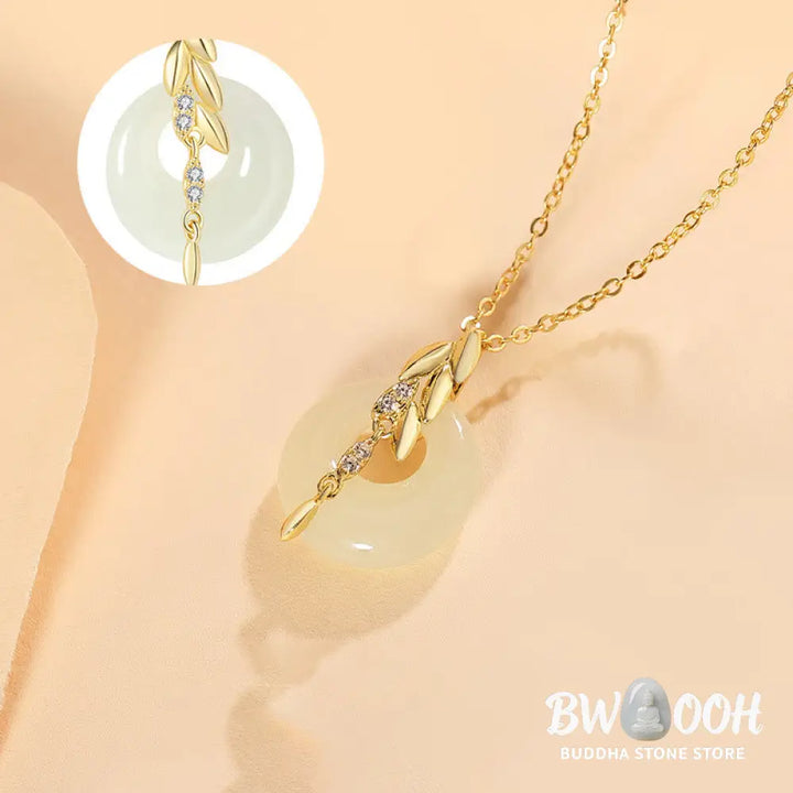 Buddha Stones Hetian Jade 925 Sterling Silver Wheat Luck Necklace Pendant - BWOOOH - Hetian Jade 925 Sterling Silver
