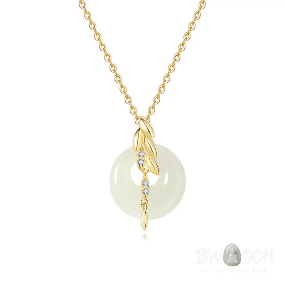 Buddha Stones Hetian Jade 925 Sterling Silver Wheat Luck Necklace Pendant - BWOOOH - Hetian Jade 925 Sterling Silver
