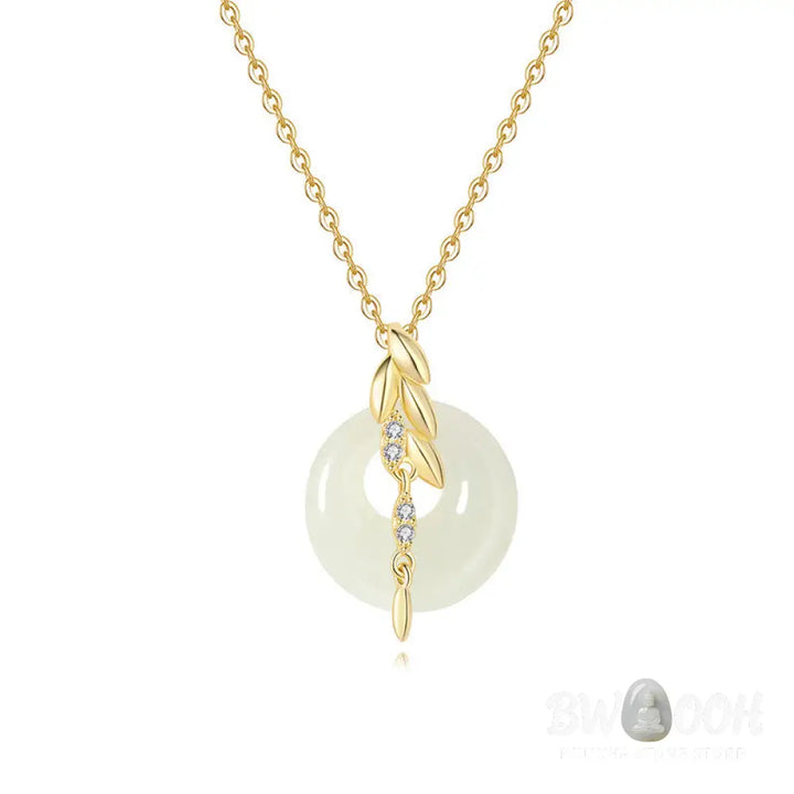 Buddha Stones Hetian Jade 925 Sterling Silver Wheat Luck Necklace Pendant - BWOOOH - Hetian Jade 925 Sterling Silver