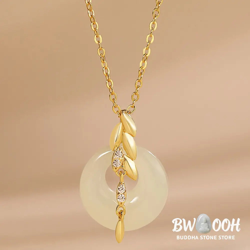 Buddha Stones Hetian Jade 925 Sterling Silver Wheat Luck Necklace Pendant - BWOOOH - Hetian Jade 925 Sterling Silver