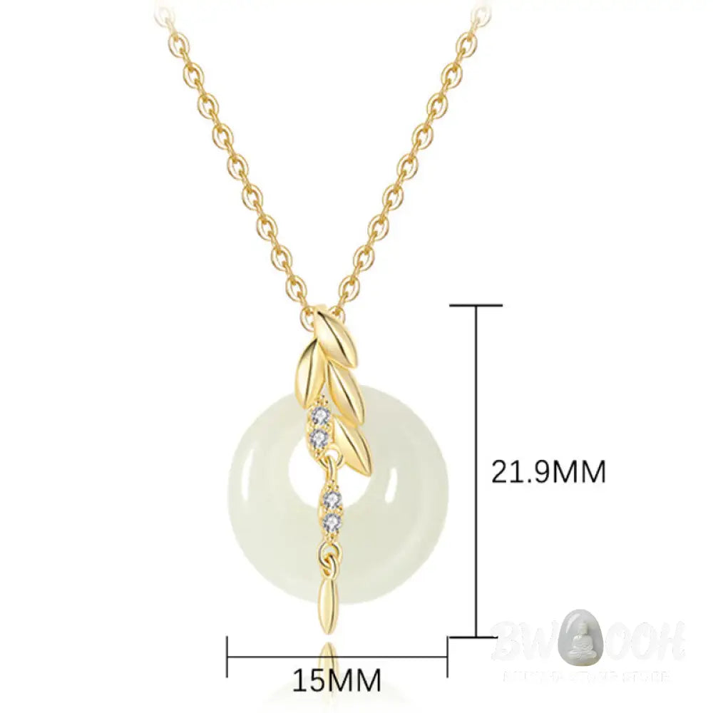 Buddha Stones Hetian Jade 925 Sterling Silver Wheat Luck Necklace Pendant - BWOOOH - Hetian Jade 925 Sterling Silver