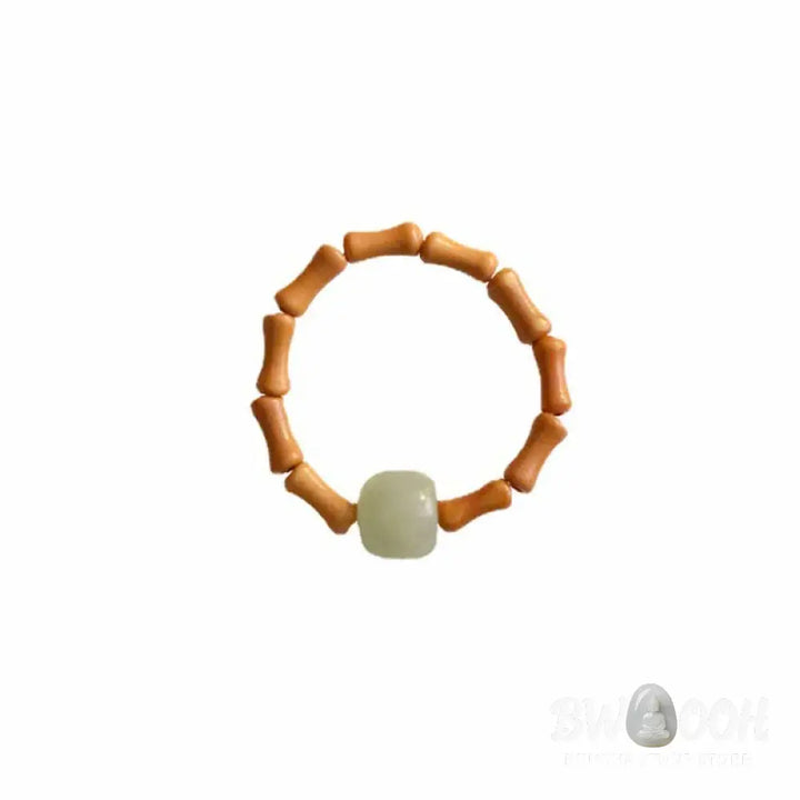 Buddha Stones Hetian Jade Beaded Bamboo Prosperity Luck Ring - BWOOOH - Hetian Jade (Prosperity ♥ Abundance) - Ring