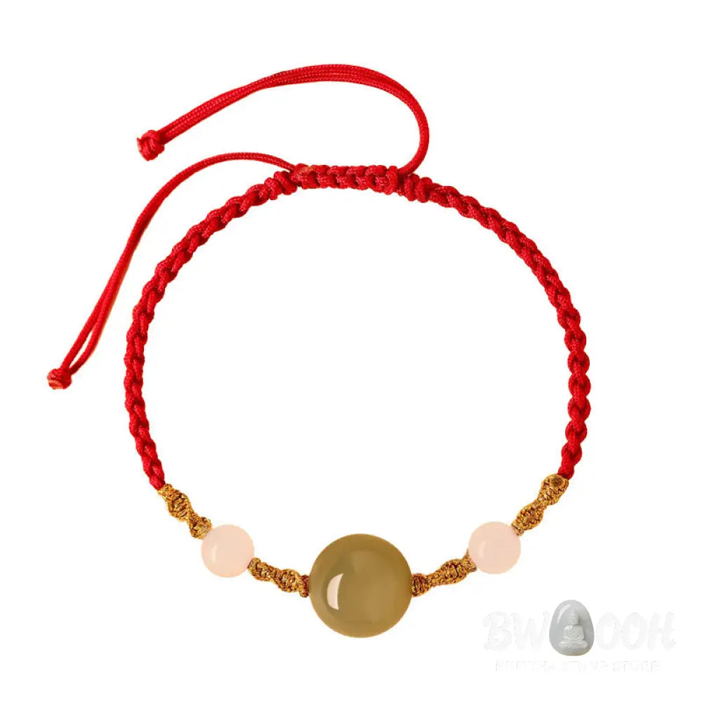 Buddha Stones Hetian Jade Black Onyx Red Agate Bead Luck Braided Bracelet - Bracelet