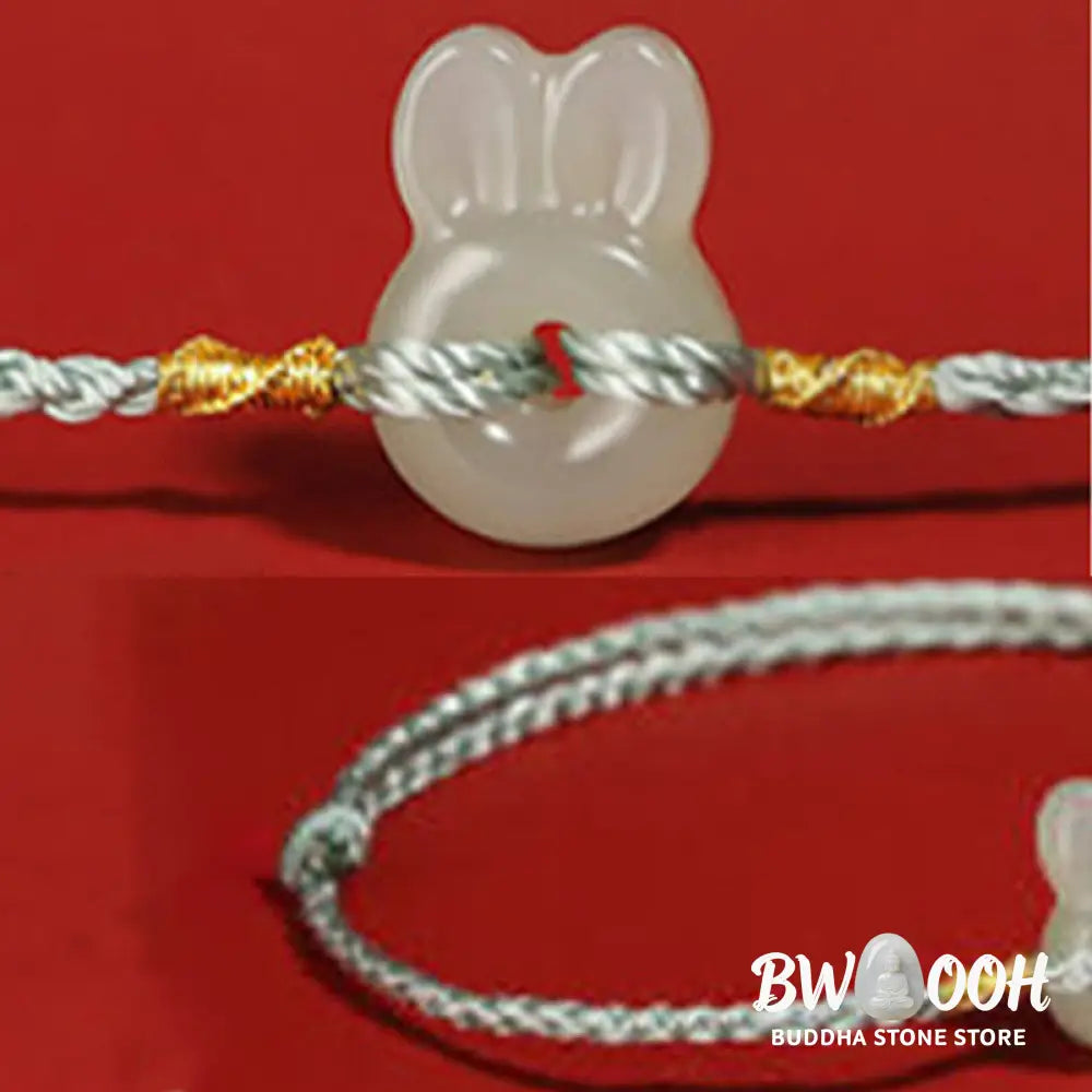 Buddha Stones Hetian Jade Cute Rabbit String Luck Bracelet - BWOOOH - Bracelet