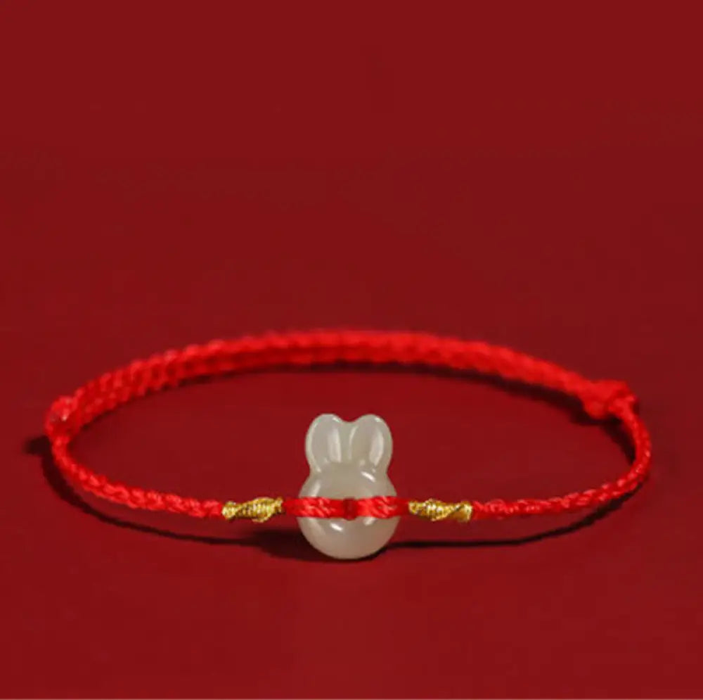 BWOOOH Hetian Jade Cute Rabbit String Luck Bracelet — Jade jade bracelet for spiritual healing and mindful living