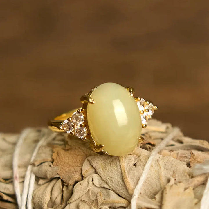 BWOOOH Hetian Jade Egg Alloy Ring — Jade jade bracelet for spiritual healing and mindful living
