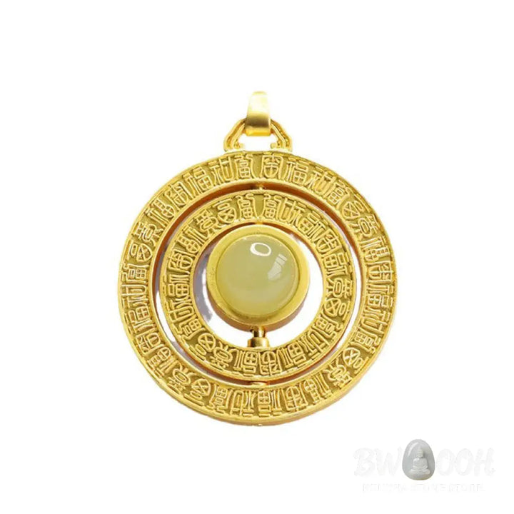 Buddha Stones Hetian Jade Hundred Blessings Fu Character Luck Rotatable Necklace Pendant - BWOOOH - Jade Hundred