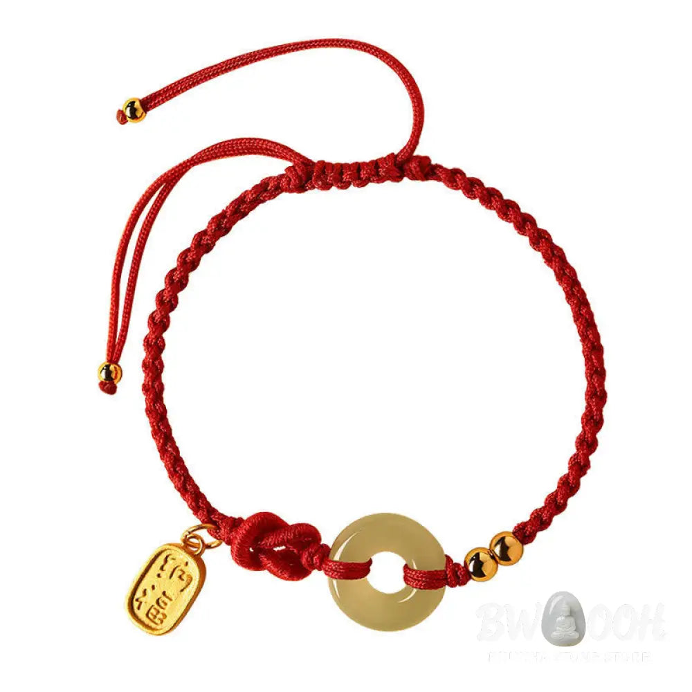 Buddha Stones Hetian Jade Peace Buckle Fu Character String Luck Bracelet - BWOOOH - Bracelet