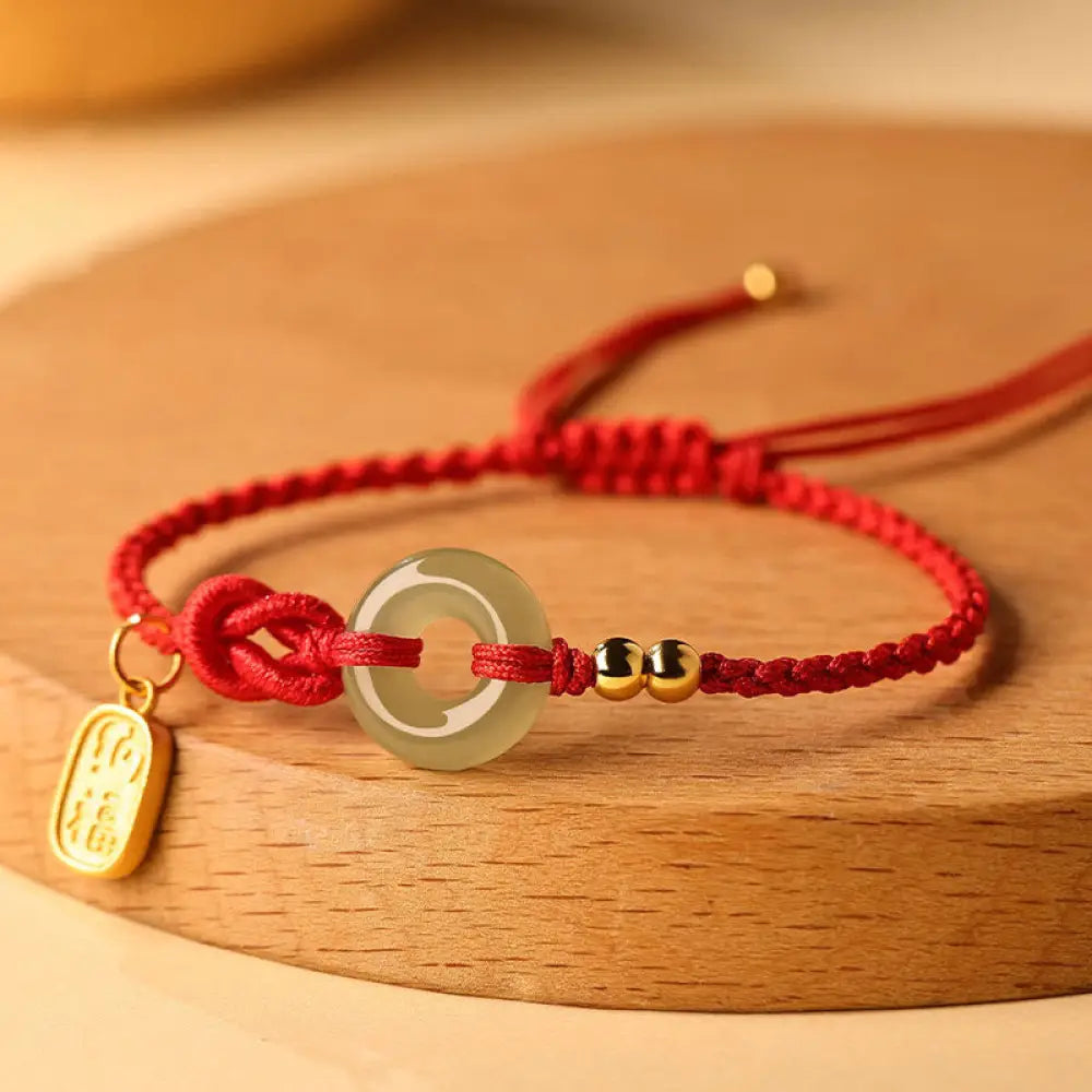 BWOOOH Hetian Jade Peace Buckle Fu Character String Luck Bracelet - BWOOOH - Bracelet