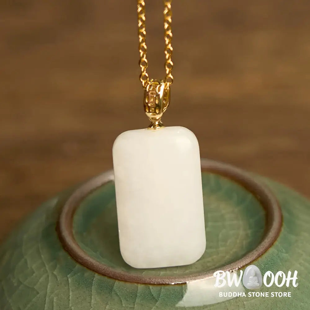 Buddha Stones Hetian Jade Silver Prosperity Necklace Pendant - BWOOOH - Necklaces & Pendants