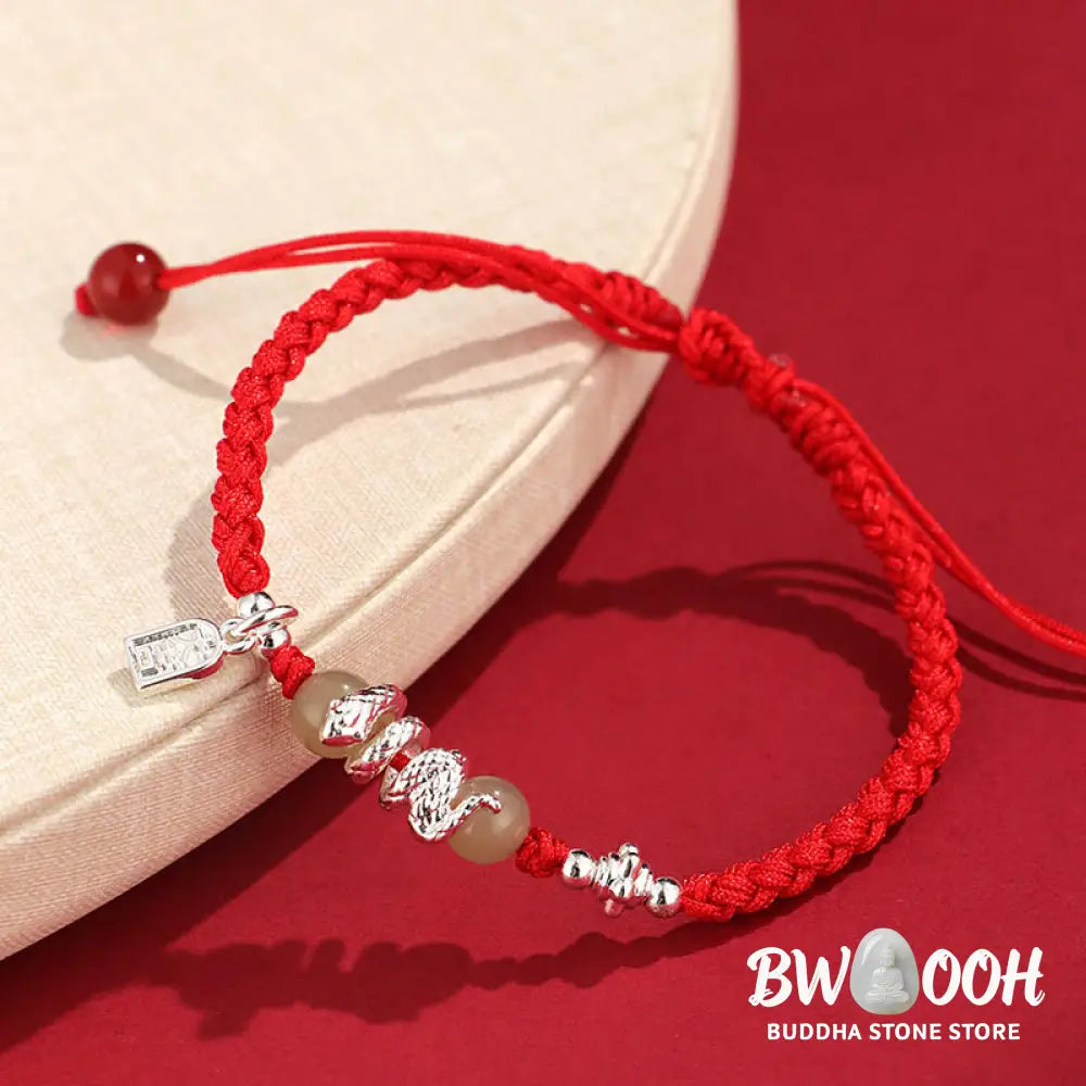 Buddha Stones Hetian Jade Year of the Snake String Protection Braided Bracelet - BWOOOH - Bracelet