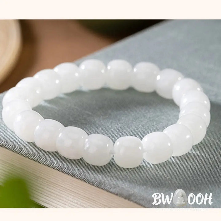 Buddha Stones Hetian White Jade Happiness Blessing Bracelet - White Jade (Protection ♥ Happiness) - Bracelet