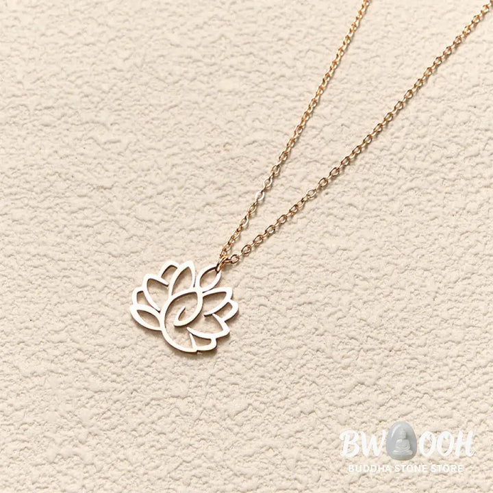 Buddha Stones Hollow Lotus Design Stainless Steel Enlightenment Necklace Pendant - BWOOOH - Necklaces &amp; Pendants