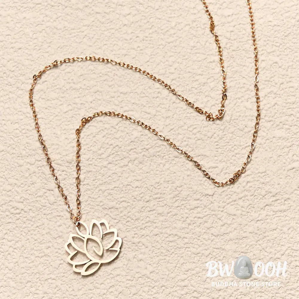 Buddha Stones Hollow Lotus Design Stainless Steel Enlightenment Necklace Pendant - BWOOOH - Necklaces &amp; Pendants