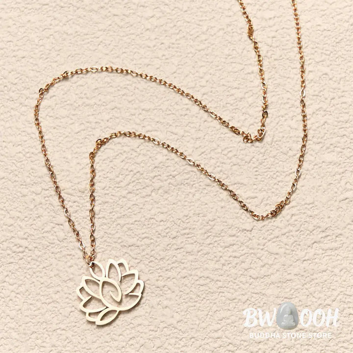 Buddha Stones Hollow Lotus Design Stainless Steel Enlightenment Necklace Pendant - BWOOOH - Necklaces &amp; Pendants