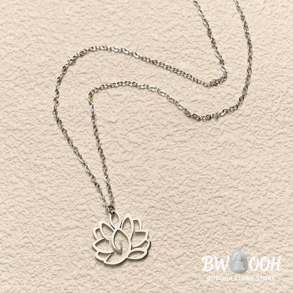 Buddha Stones Hollow Lotus Design Stainless Steel Enlightenment Necklace Pendant - BWOOOH - Necklaces &amp; Pendants