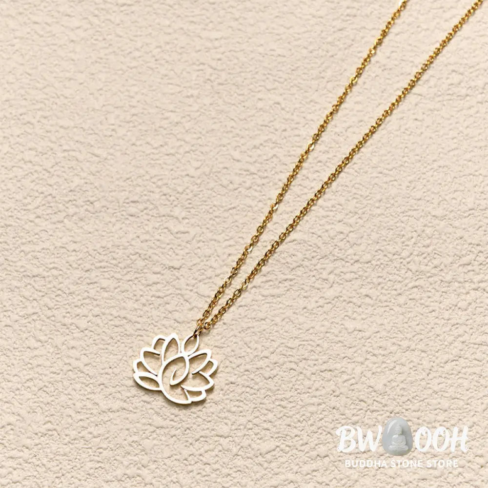 Buddha Stones Hollow Lotus Design Stainless Steel Enlightenment Necklace Pendant - BWOOOH - Necklaces &amp; Pendants