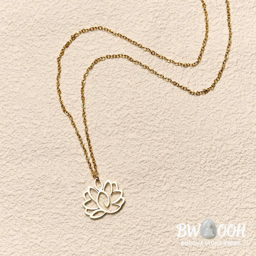 Buddha Stones Hollow Lotus Design Stainless Steel Enlightenment Necklace Pendant - BWOOOH - Necklaces &amp; Pendants