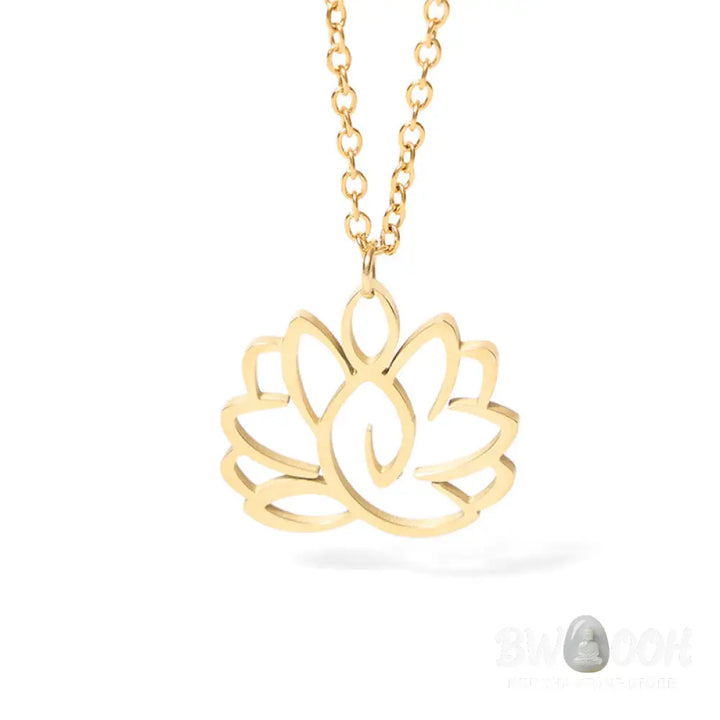Buddha Stones Hollow Lotus Design Stainless Steel Enlightenment Necklace Pendant - BWOOOH - Necklaces &amp; Pendants