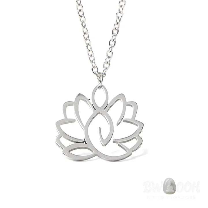 Buddha Stones Hollow Lotus Design Stainless Steel Enlightenment Necklace Pendant - BWOOOH - Necklaces &amp; Pendants