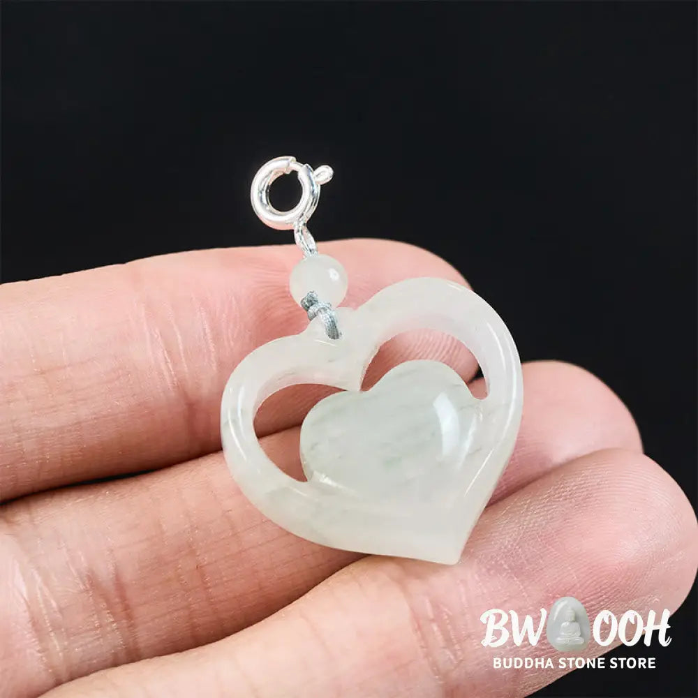 Buddha Stones Hollow Love Heart Jade Abundance Necklace Pendant - Necklaces &amp; Pendants