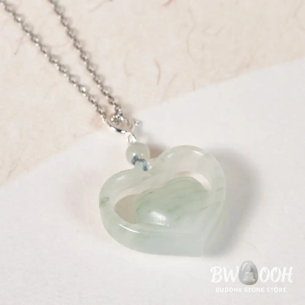 Buddha Stones Hollow Love Heart Jade Abundance Necklace Pendant - Necklaces &amp; Pendants