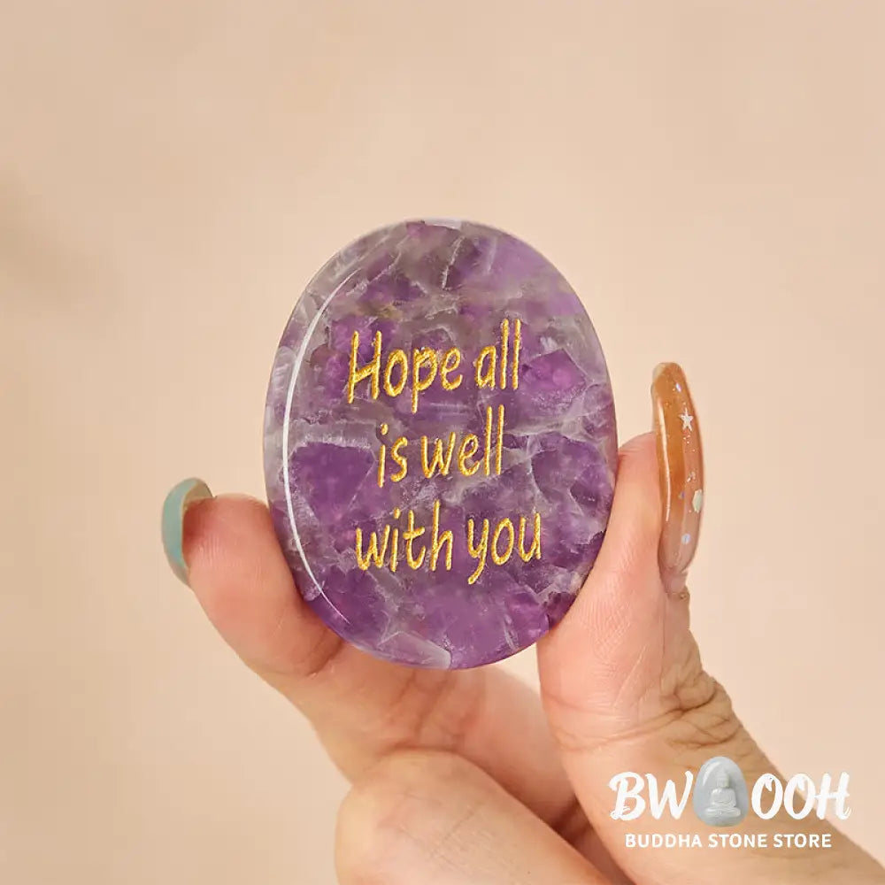Buddha Stones Hope All Is Well With You Natural Amethyst Palm Stone Growth Crystal Decor - Natural Amethyst(Color May
