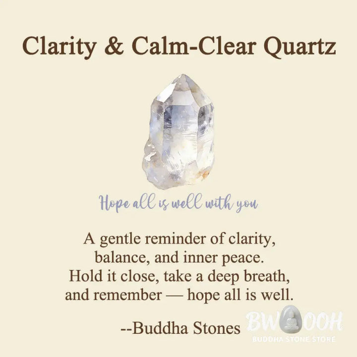Buddha Stones Hope All Is Well With You Natural Clear Quartz White Crystal Palm Stone Energy Crystal Decor - Clear