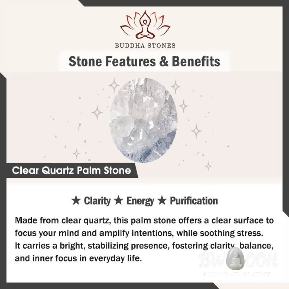 Buddha Stones Hope All Is Well With You Natural Clear Quartz White Crystal Palm Stone Energy Crystal Decor - Clear
