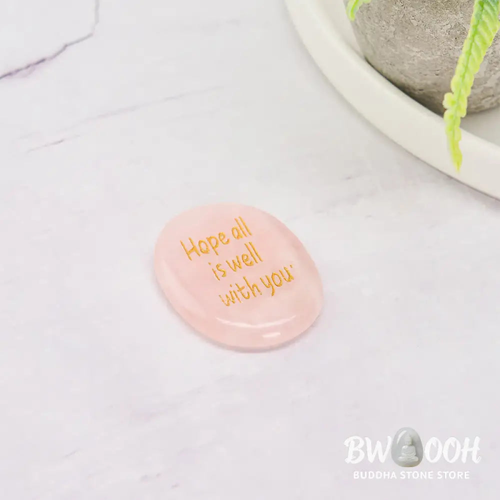 Buddha Stones Hope All Is Well With You Natural Rose Quartz Palm Stone Compassion Crystal Decor - Rose Quartz