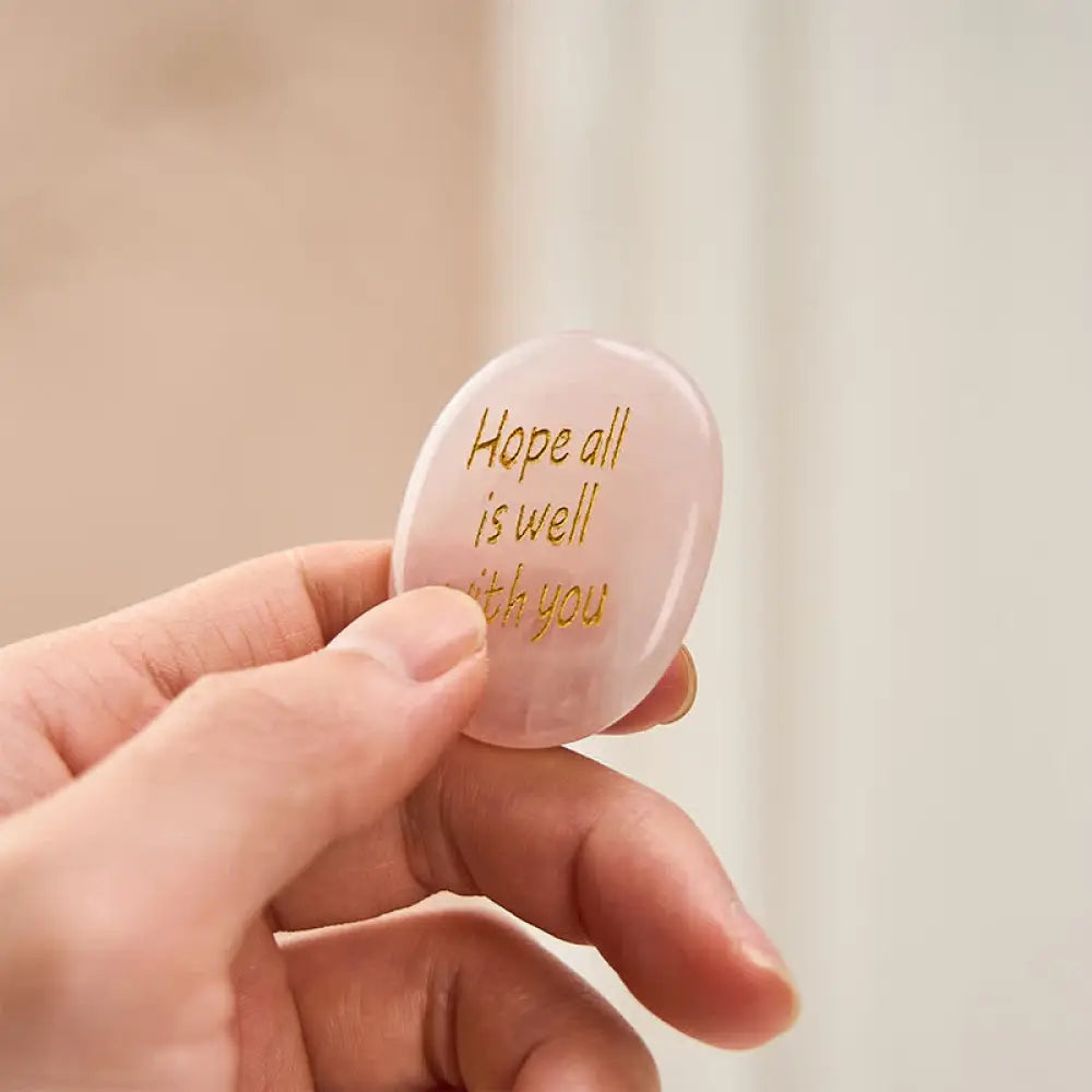 BWOOOH Hope All Is Well With You Natural Rose Quartz Palm