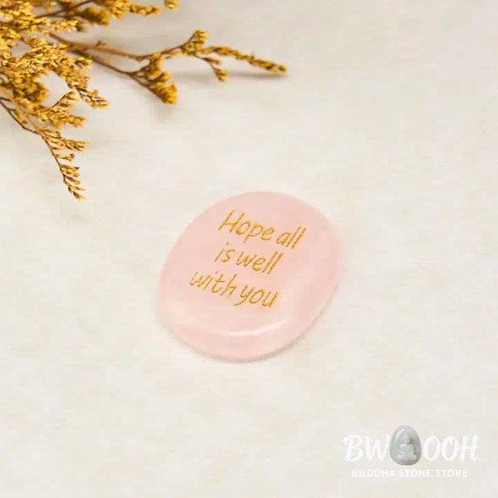 Buddha Stones Hope All Is Well With You Natural Rose Quartz Palm Stone Compassion Crystal Decor - Rose Quartz