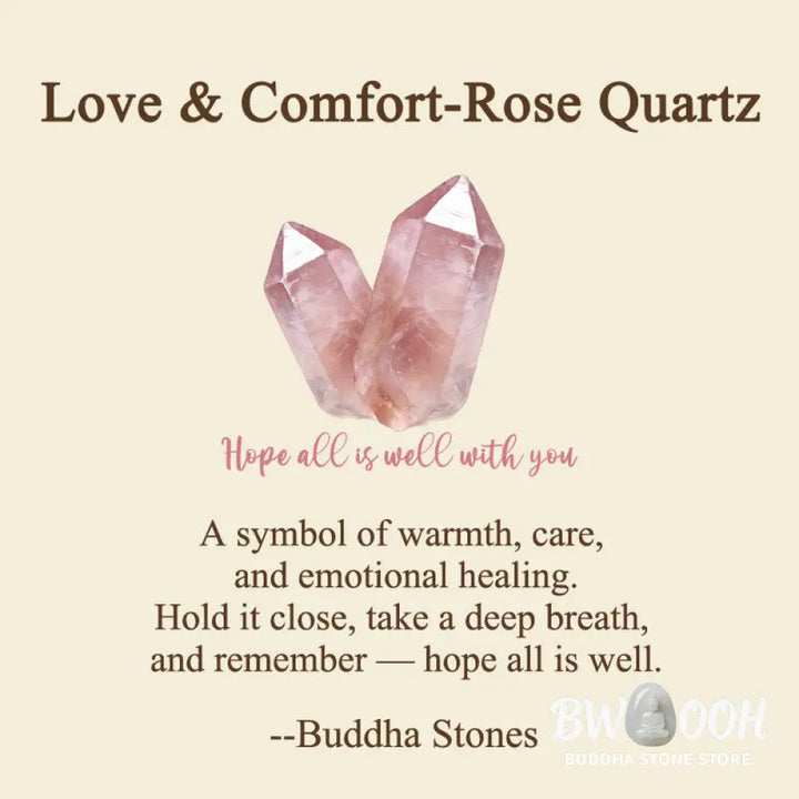 Buddha Stones Hope All Is Well With You Natural Rose Quartz Palm Stone Compassion Crystal Decor - Rose Quartz