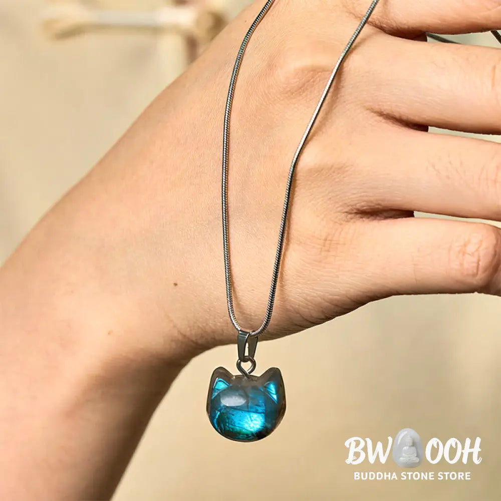 Buddha Stones ’Hoping for Insight and Joy’ Cat Labradorite Necklace Includes Gift Message Card - BWOOOH - Necklaces &amp;