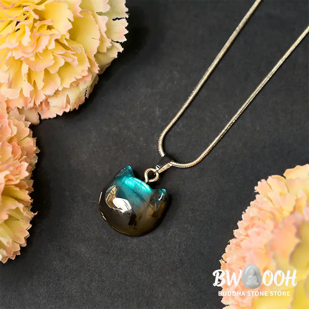 Buddha Stones ’Hoping for Insight and Joy’ Cat Labradorite Necklace Includes Gift Message Card - BWOOOH - Necklaces &amp;