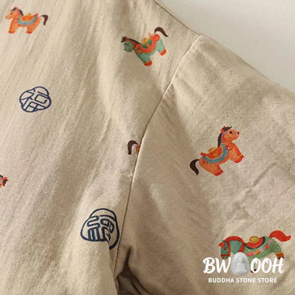 Buddha Stones Horse Fu Character Pattern Frog-Button Design Women’s Long Sleeve Thickened Jacket - Women’s Jacket