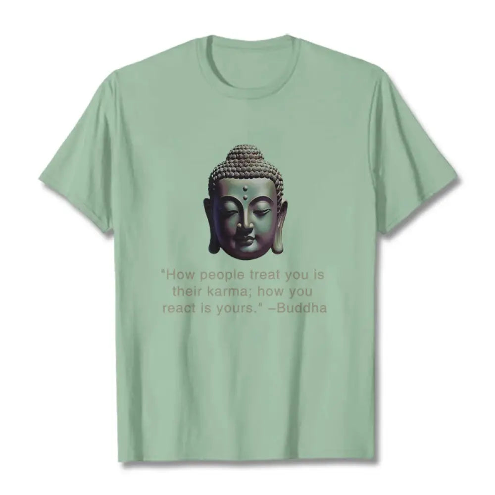 Buddha Stones How People Treat You Is Their Karma Buddha Tee T-shirt - PaleGreen / S - T-Shirts