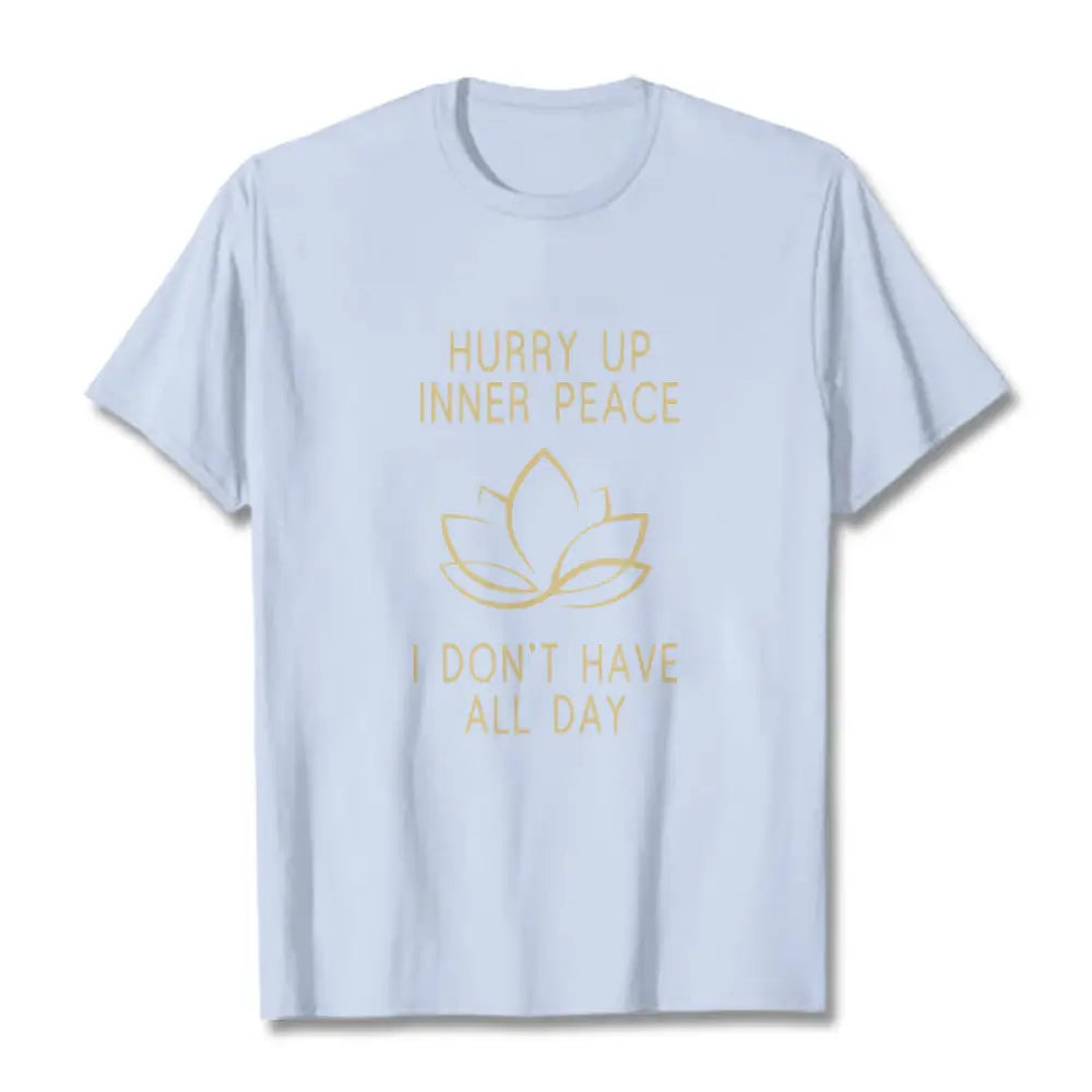 Buddha Stones HURRY UP INNER PEACE Tee T-shirt - LightCyan / Lotus / S - T-Shirts
