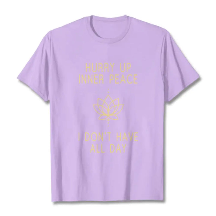Buddha Stones HURRY UP INNER PEACE Tee T-shirt - Plum / Lotus Lines / S - T-Shirts