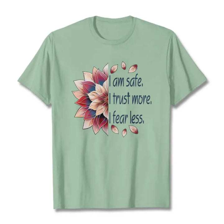 Buddha Stones I Am Safe Tee T-shirt - PaleGreen / S - T-Shirts
