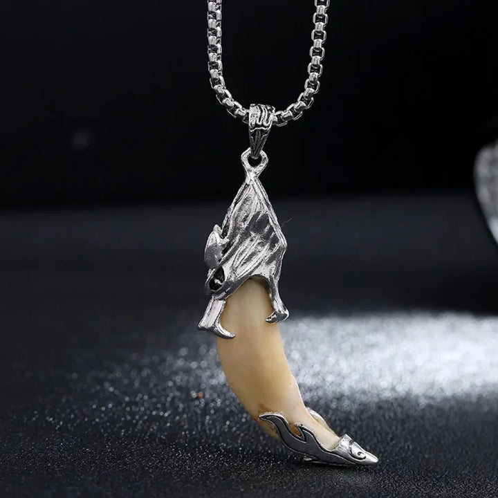 Buddha Stones Imitation Wolf Tooth Titanium Steel Balance Necklace Pendant - BWOOOH - Wolf Howl&amp;Imitation Wolf Tooth