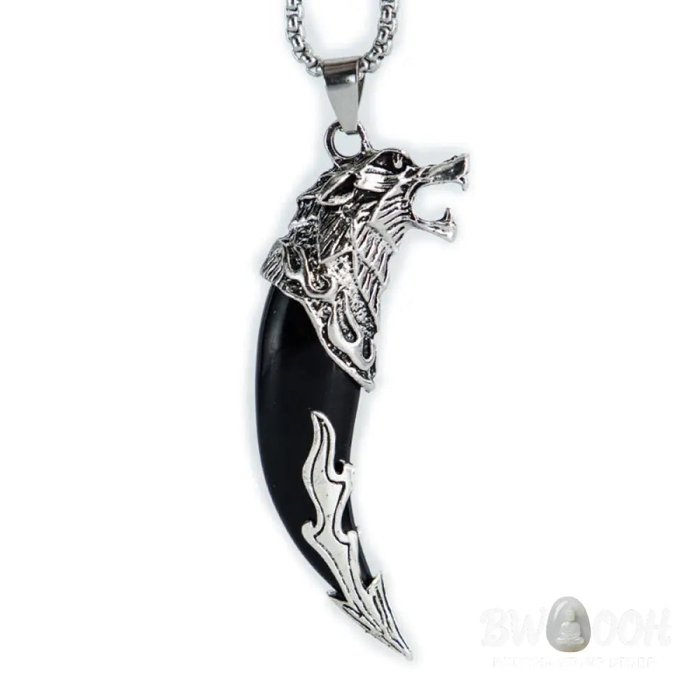 Buddha Stones Imitation Wolf Tooth Titanium Steel Balance Necklace Pendant - BWOOOH - Necklaces &amp; Pendants