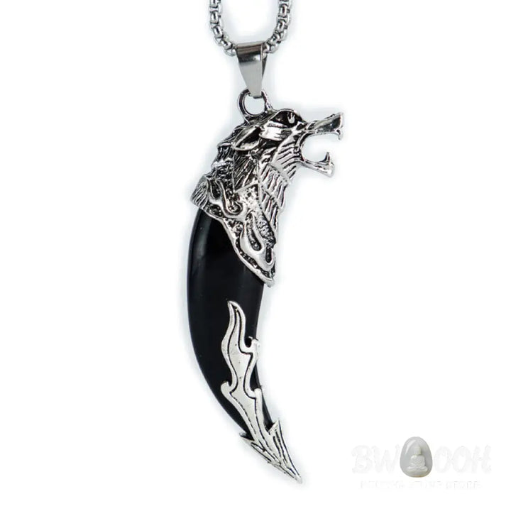 Buddha Stones Imitation Wolf Tooth Titanium Steel Balance Necklace Pendant - BWOOOH - Necklaces &amp; Pendants