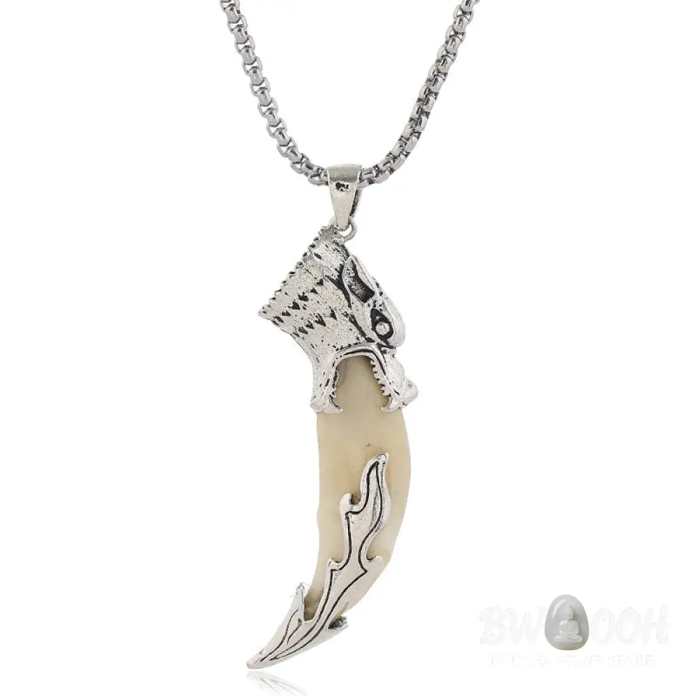 Buddha Stones Imitation Wolf Tooth Titanium Steel Balance Necklace Pendant - BWOOOH - Necklaces &amp; Pendants