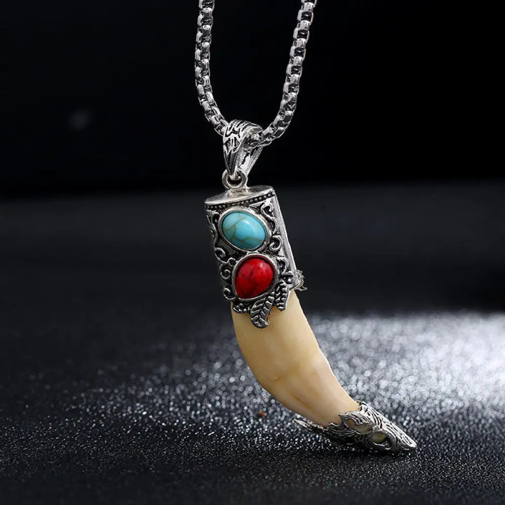 BWOOOH imitation wolf tooth titanium steel balance necklace pendant strength courage spiritual talisman jewelry