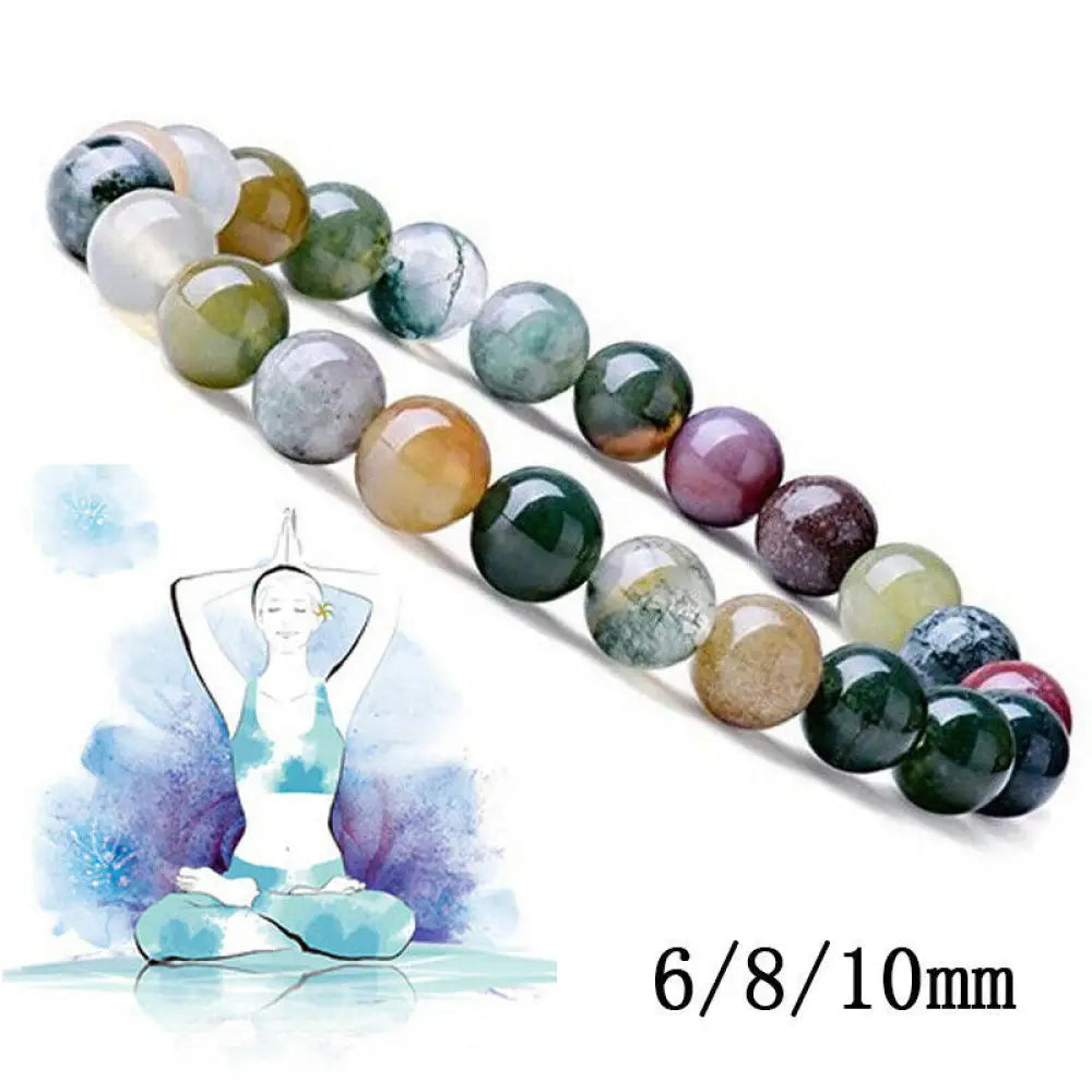 BWOOOH India Agate Beads Luck Yoga Bracelet - BWOOOH - 6mm - Bracelet