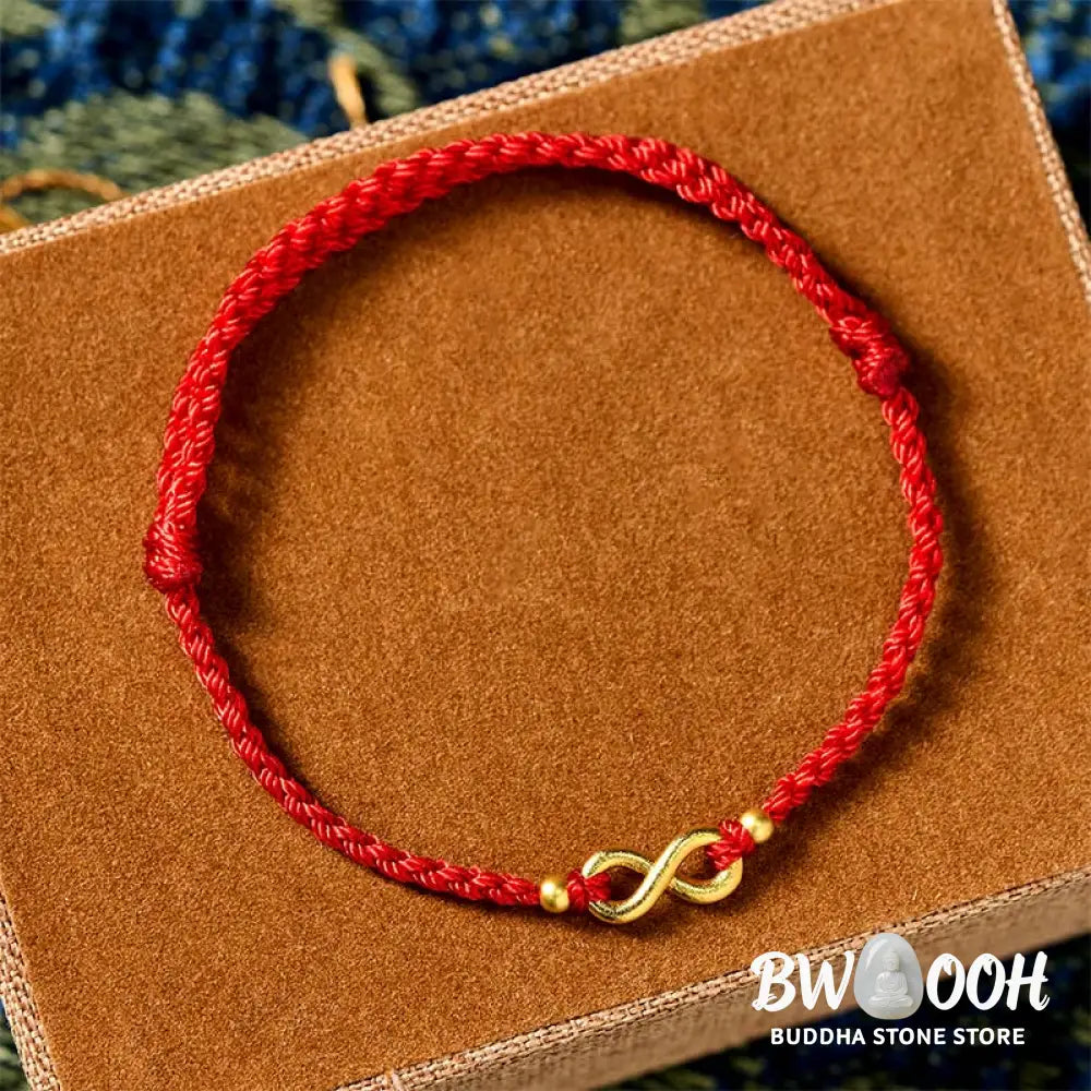 Buddha Stones Infinity Charm Brass Red String Adjustable Protection Bracelet - Red String(Wrist Circumference: 14-18cm)