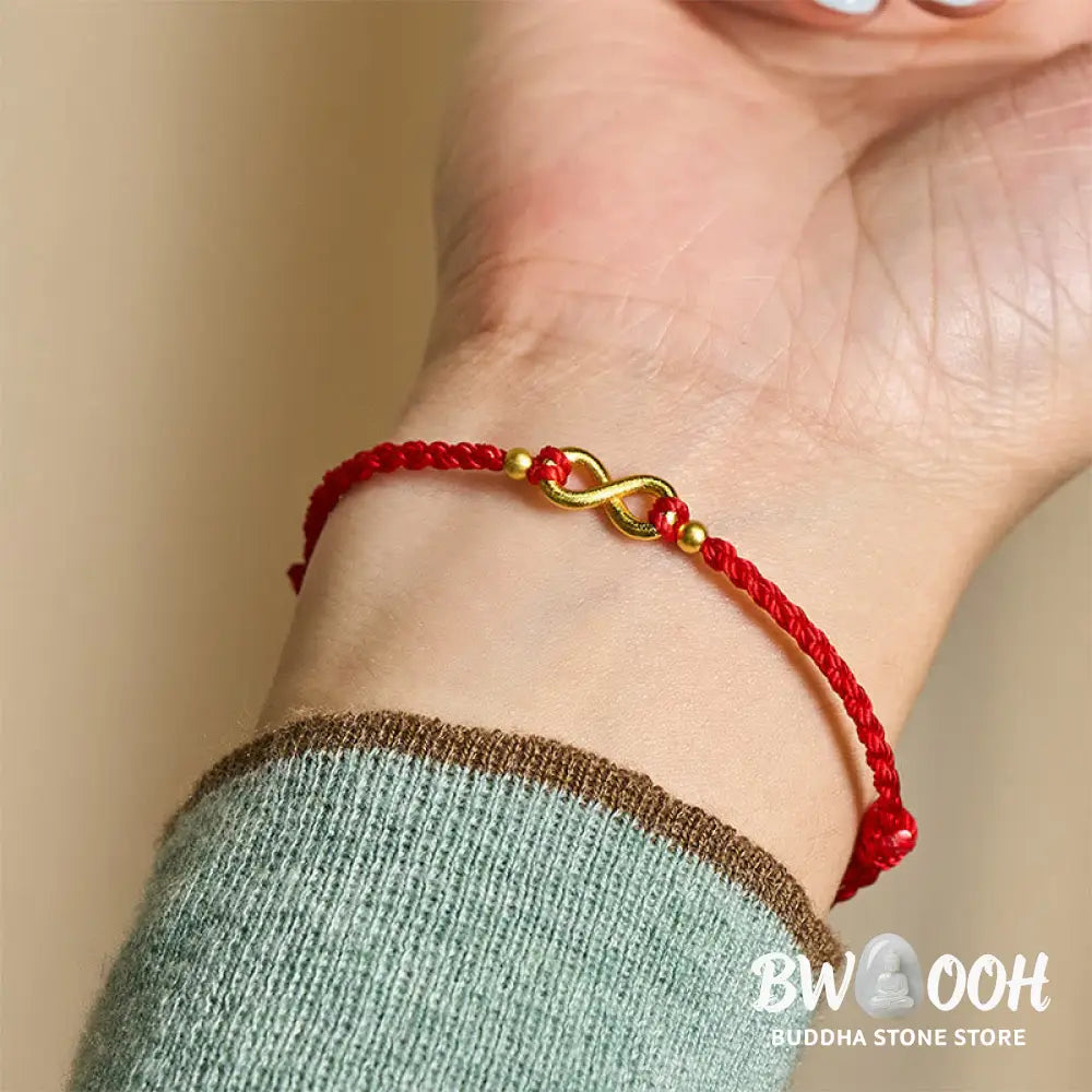 Buddha Stones Infinity Charm Brass Red String Adjustable Protection Bracelet - Red String(Wrist Circumference: 14-18cm)