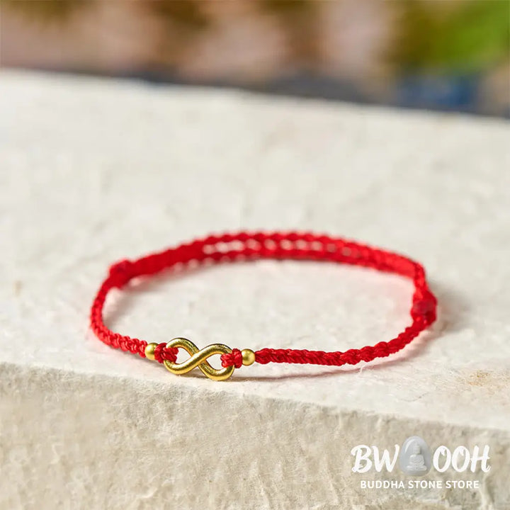 Buddha Stones Infinity Charm Brass Red String Adjustable Protection Bracelet - Red String(Wrist Circumference: 14-18cm)