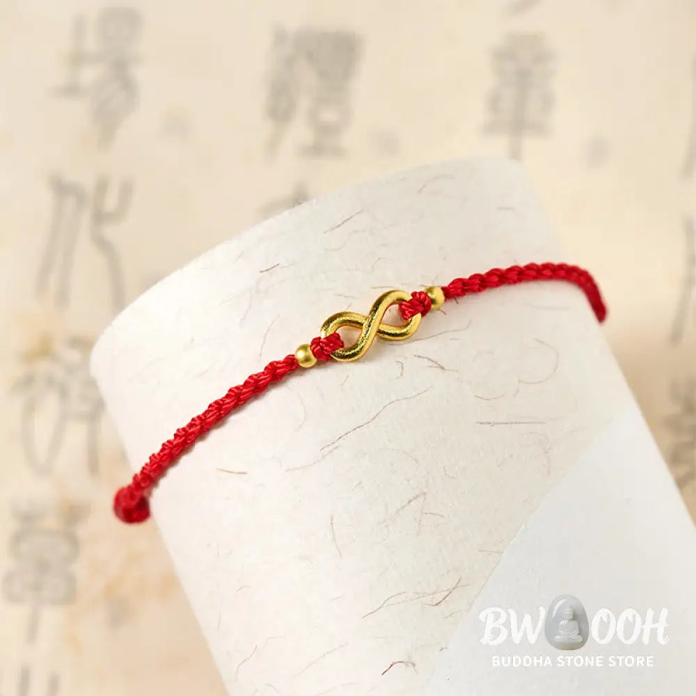 Buddha Stones Infinity Charm Brass Red String Adjustable Protection Bracelet - Red String(Wrist Circumference: 14-18cm)
